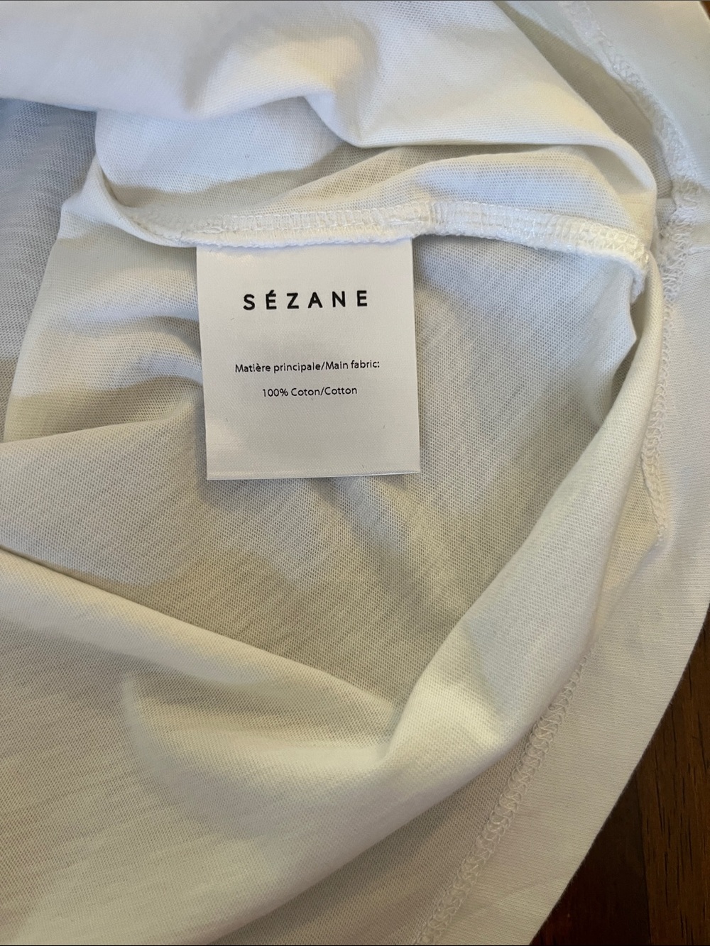 Sezane White Lace-Up Short Sleeve Cotton Tee - Picture 6 of 6